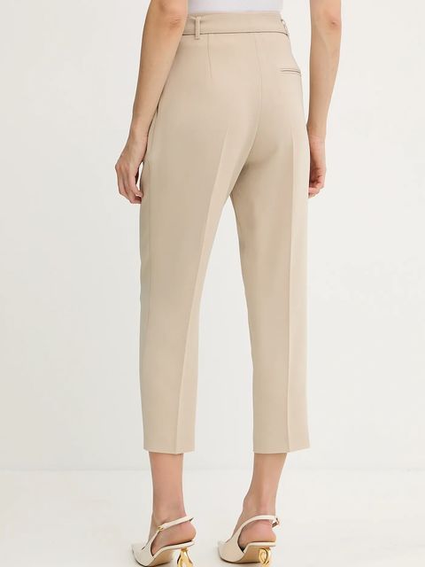 BOSS spodnie damskie kolor beżowy proste high waist - zdjęcie produktu nr 2