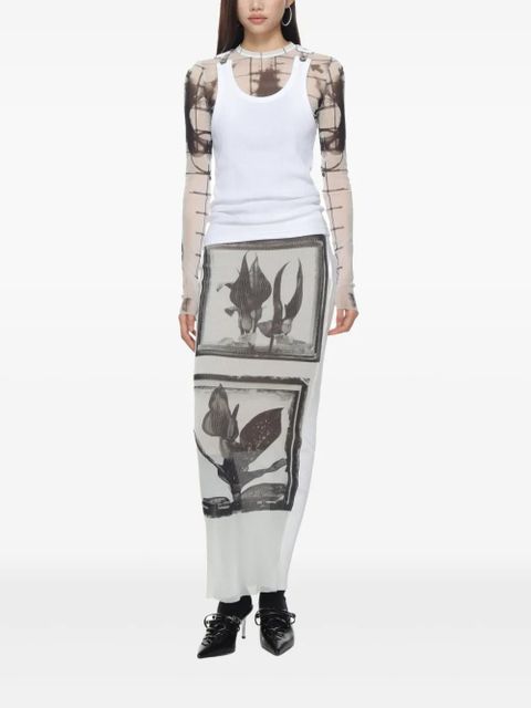 Jean Paul Gaultier floral-print midi skirt - White