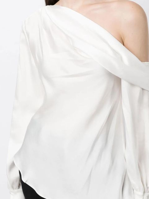 Simkhai Alice satin-finish one-shoulder blouse - White