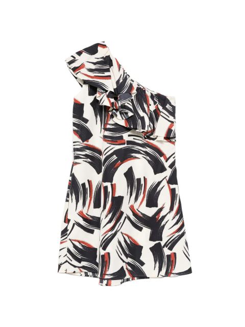 Essentiel Antwerp asymmetric-neck ruffled-detail mini dress - Neutrals - zdjęcie produktu nr 2