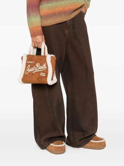 MC2 Saint Barth mini Vanity shearling-trim tote bag - Brown