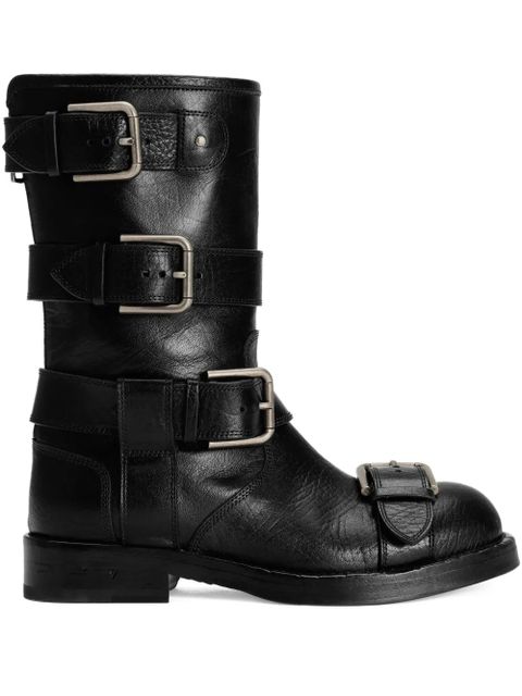 Dolce & Gabbana multiple-buckle leather boots - Black - zdjęcie produktu nr 1