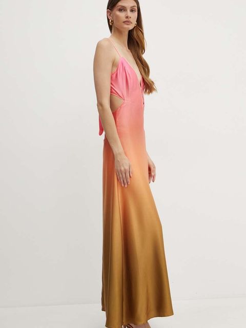 Bardot sukienka KARLOTTA kolor różowy maxi rozkloszowana 57322DB5