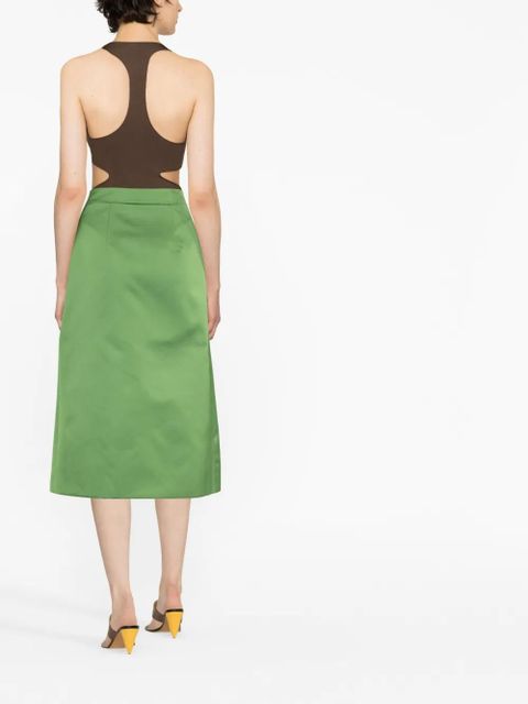 ETRO pleat-detail satin midi skirt - Green