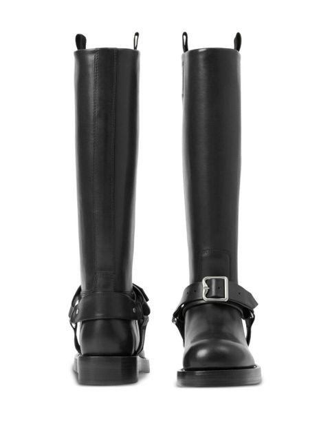 Burberry Saddle knee-high leather boots - Black
