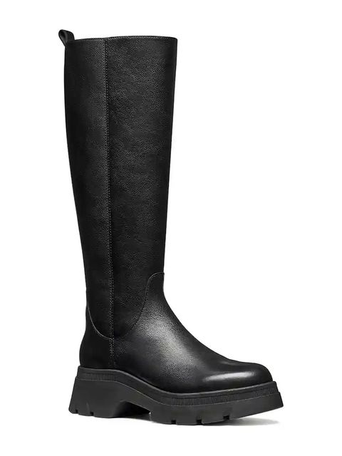 Geox kowbojki skórzane D PLUETTE damskie kolor czarny na płaskim obcasie D565ME 05446 C9999