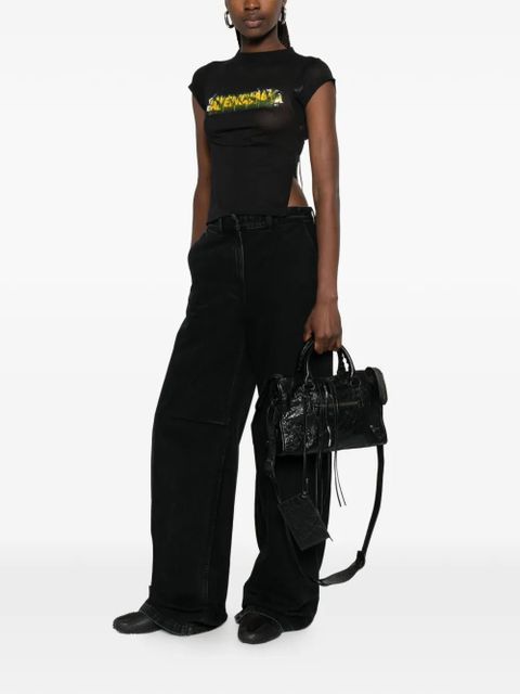 Balenciaga Messy Spray logo-print side-slit T-shirt - Black - zdjęcie produktu nr 2