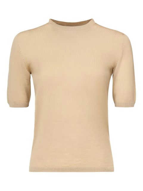 Max Mara short-sleeve round-neck knit T-shirt - Neutrals - zdjęcie produktu nr 1