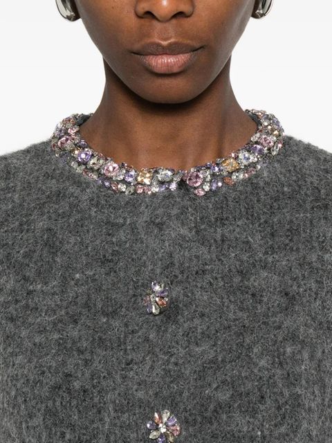 Self-Portrait crystal-embellishment cardigan - Grey - zdjęcie produktu nr 2