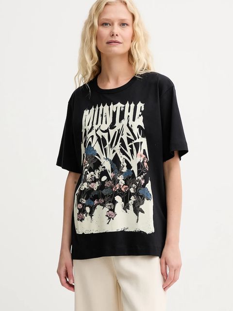 MUNTHE t-shirt bawełniany PRIZE damski kolor czarny 252110325260 - zdjęcie produktu nr 1