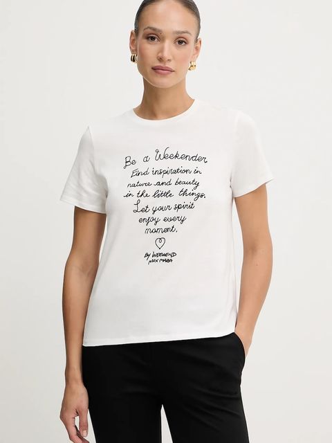 Weekend Max Mara t-shirt bawełniany ARA damski kolor biały 2525976041600 - zdjęcie produktu nr 1