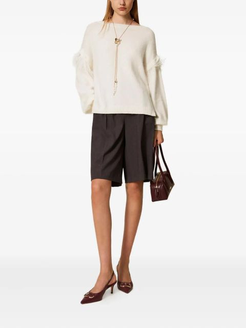 TWINSET feather-trim sweater - White - zdjęcie produktu nr 2