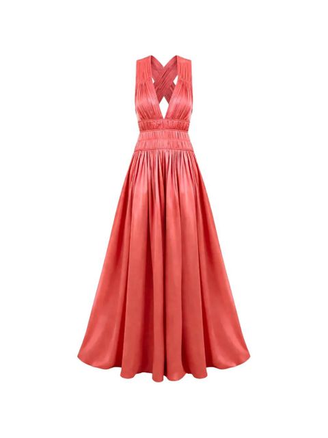 Ulla Johnson pleated V-neck dress - Orange - zdjęcie produktu nr 1