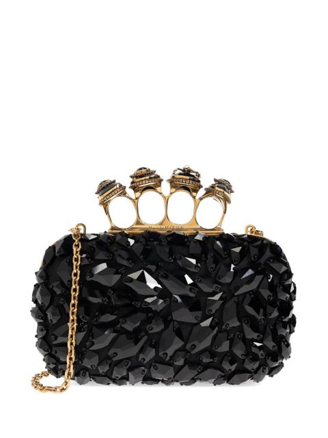 Alexander McQueen jewel four-ring silk tote bag - Black - zdjęcie produktu nr 1