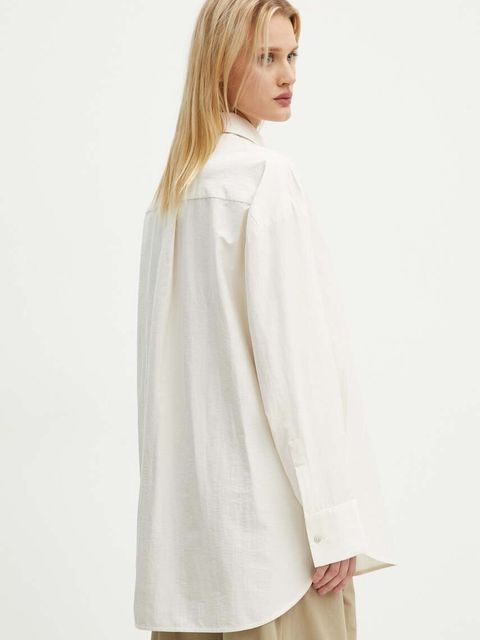 AERON koszula damska kolor beżowy relaxed z kołnierzykiem klasycznym CRSH162471 - zdjęcie produktu nr 2