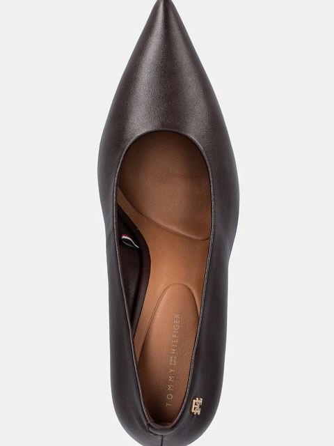 Tommy Hilfiger szpilki skórzane TH SMOOTH LEATHER PUMP kolor brązowy FW0FW08960