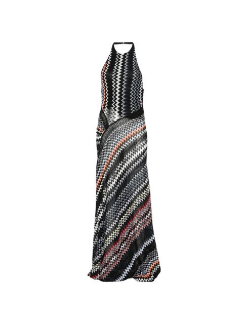 Missoni chevron-pattern halterneck maxi dress - Black - zdjęcie produktu nr 1