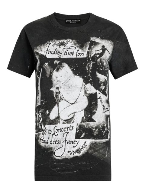 Dolce & Gabbana graphic-print distressed T-shirt - Black - zdjęcie produktu nr 1