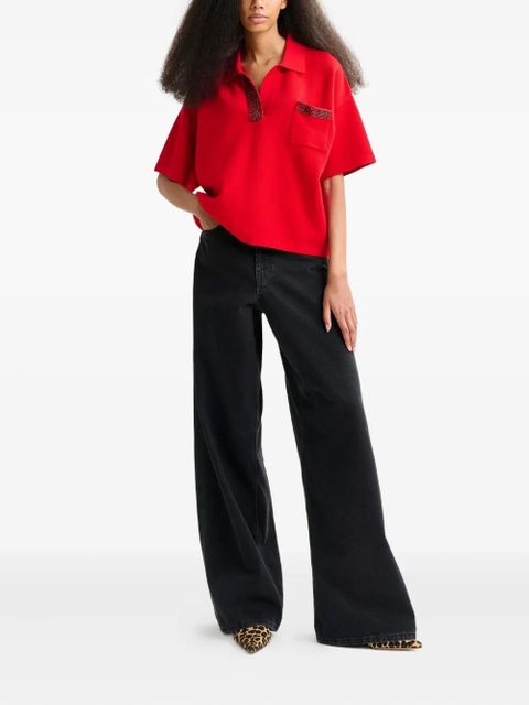 Essentiel Antwerp International bead-embellished polo top - Red - zdjęcie produktu nr 2