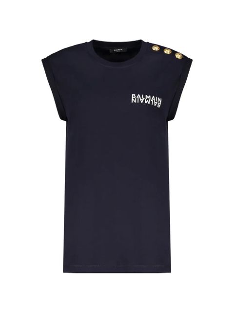 Balmain cotton logo T-shirt - Blue - zdjęcie produktu nr 1