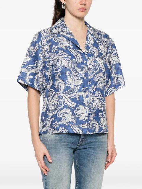 SANDRO printed short-sleeve shirt - Blue