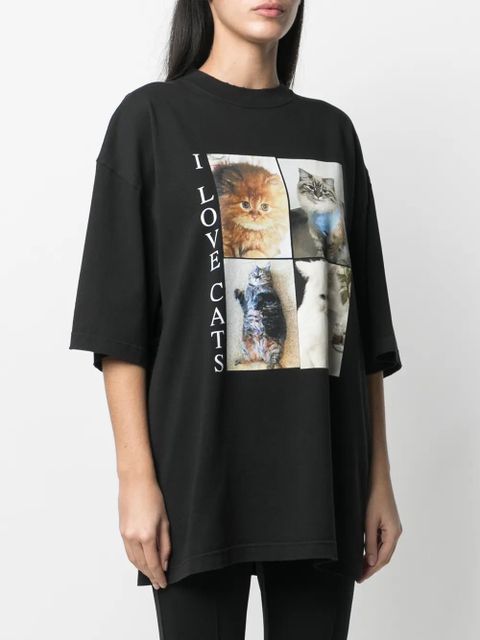 Balenciaga I Love Cats printed T-Shirt - Black