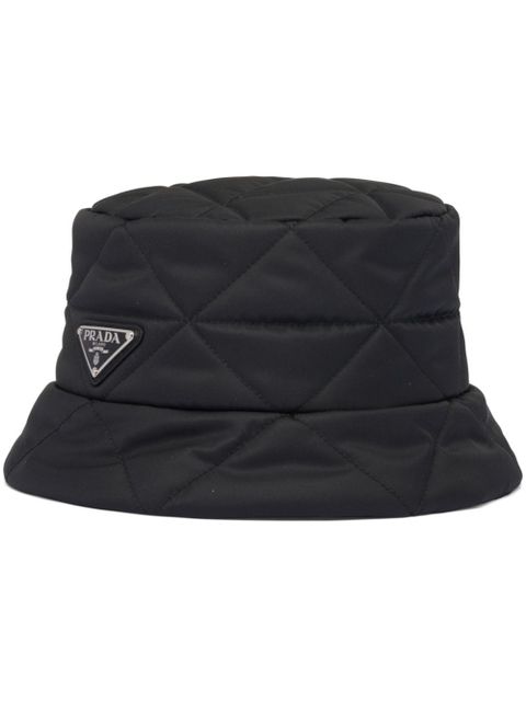Prada triangle-logo quilted bucket hat - Black - zdjęcie produktu nr 1
