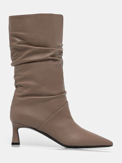 Pollini botki skórzane damskie kolor brązowy na szpilce SA24115C0NTE0135 - zdjęcie produktu nr 2