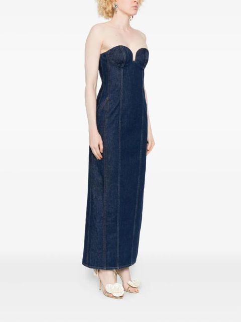Magda Butrym strapless denim midi dress - Blue