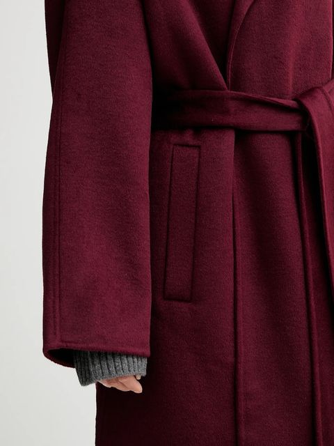 Calvin Klein płaszcz z dodatkiem wełny kolor bordowy LV040WL571