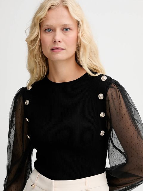 Morgan bluzka damska kolor czarny gładka MALIA