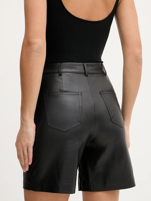Sisley szorty damskie kolor czarny gładkie high waist 44UKL901Q