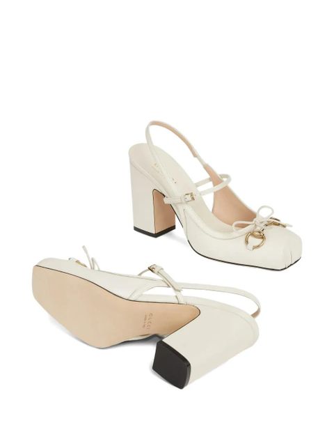 Gucci horsebit strap leather pumps - Neutrals