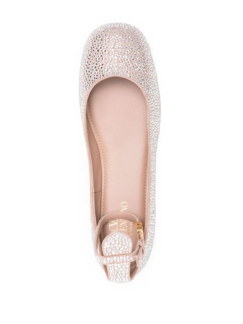 Valentino Garavani crystal-embellished leather ballerina shoes - Silver - zdjęcie produktu nr 2