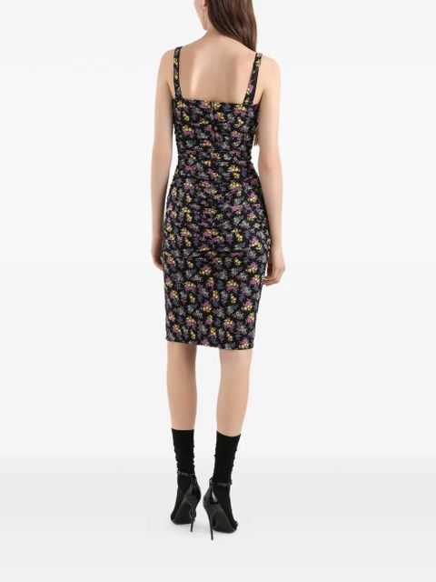 Dolce & Gabbana floral-pattern ruched midi dress - Black - zdjęcie produktu nr 2