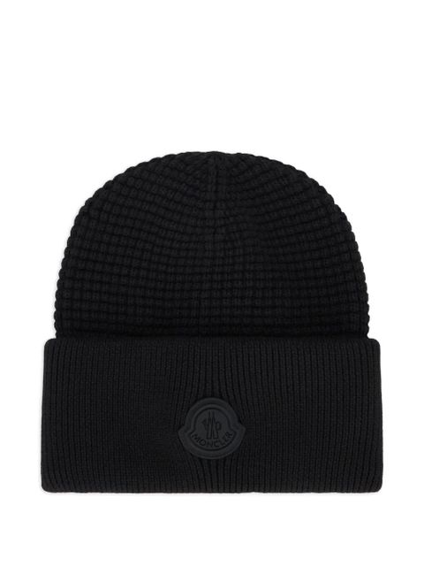 Moncler logo-patch beanie hat - Black - zdjęcie produktu nr 1