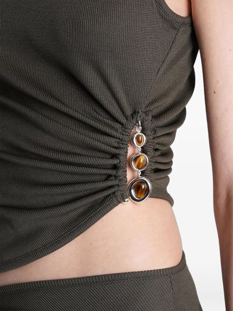 Christopher Esber droplet crystal ruched top - Green