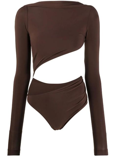 Jacquemus asymmetric cropped bodysuit - Brown - zdjęcie produktu nr 1