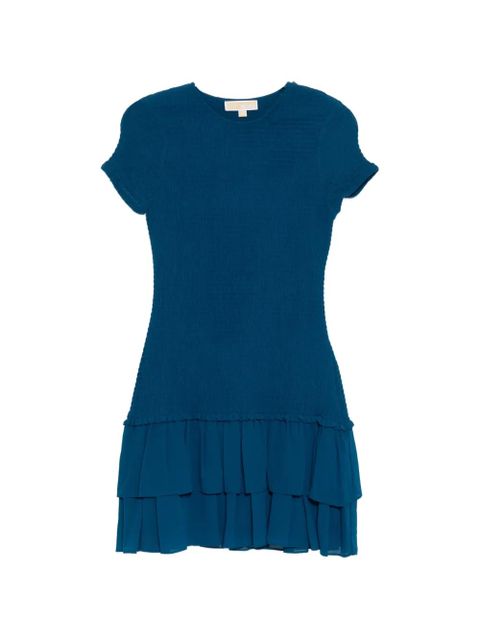 Michael Kors smocked georgette ruffle mini dress - Blue - zdjęcie produktu nr 1