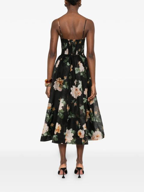 ZIMMERMANN Luna corset floral midi dress - Black