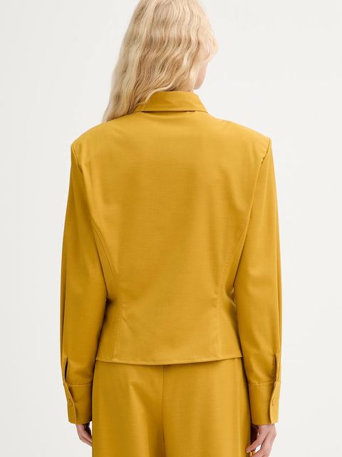 ISABELLE BLANCHE koszula z wełną damska kolor żółty regular z kołnierzykiem klasycznym IS25FW-C037-T002