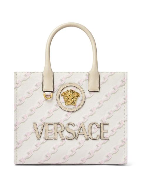 Versace small Chain Stripes La Medusa tote bag - White - zdjęcie produktu nr 1