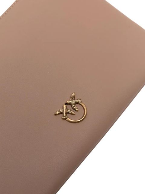 PINKO Love Birds-plaque leather crossbody bag - Neutrals