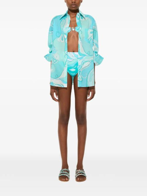 PUCCI Orchidee-print cotton shirt - Blue