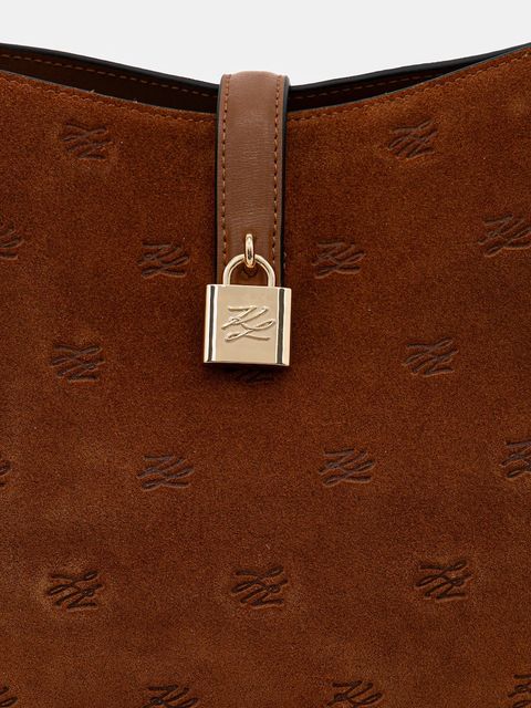 Karl Lagerfeld torebka zamszowa K/AUTOGRAPH kolor brązowy B1W30105