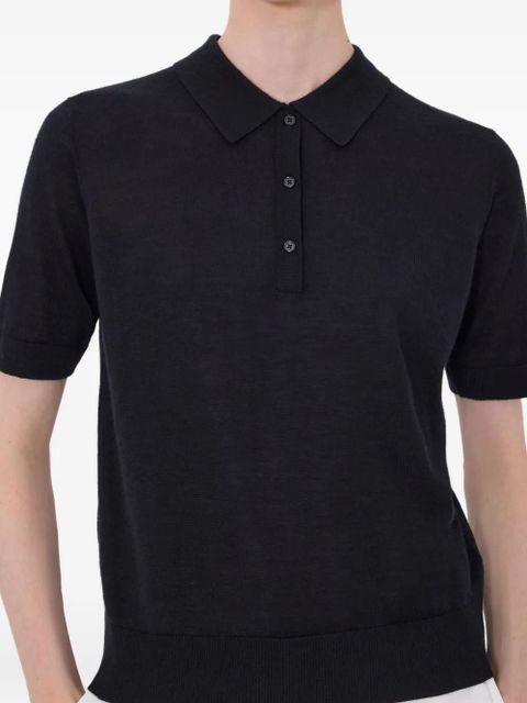 LouLou de Saison Migo button ribbed polo shirt - Black