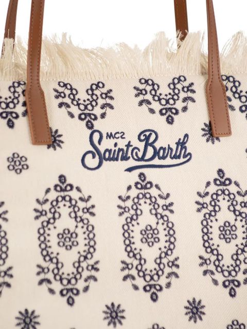 MC2 Saint Barth embroidered frayed-edge tote bag - Neutrals