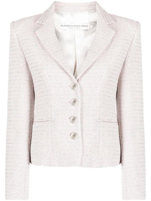Alessandra Rich embellished single-breasted tweed blazer - Pink - zdjęcie produktu nr 1