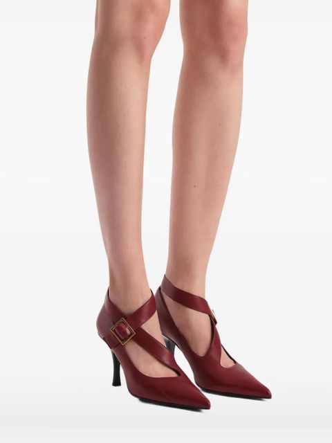 KHAITE 85mm Sloan buckle strap pumps - Red