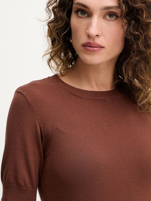 Silvian Heach t-shirt ATLAM damski kolor brązowy GPA25040MA